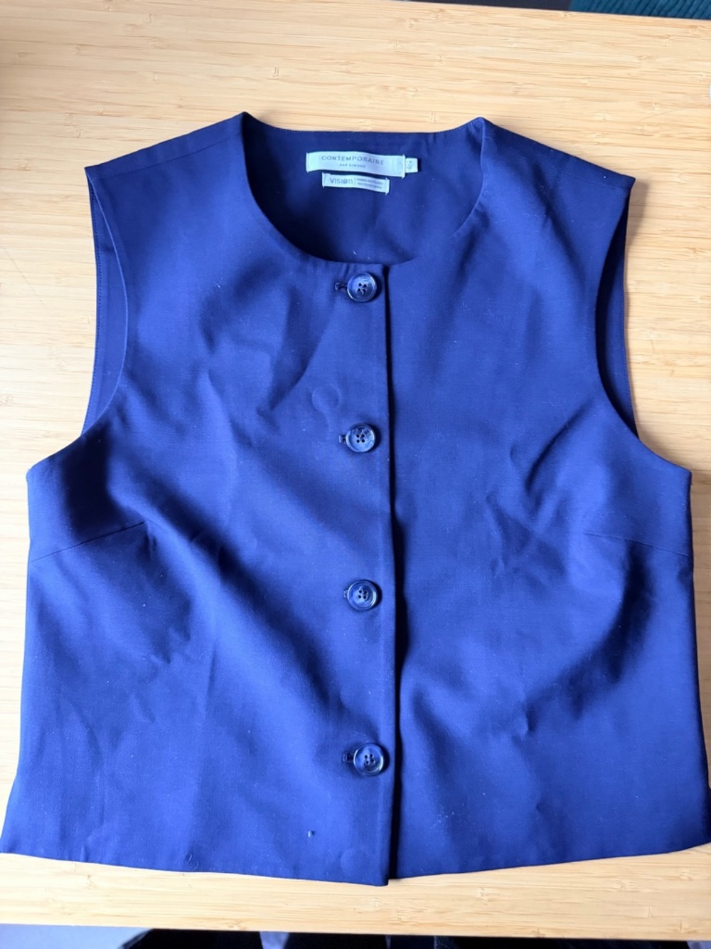 Simons Navy Blue Sleeveless Button-Front Top